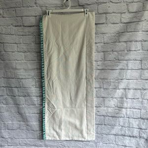 PREOWNED PB TEEN POTTERY BARN TEEN TAN AND BLUE POM POM TRIM CURTAIN 44” X 18”